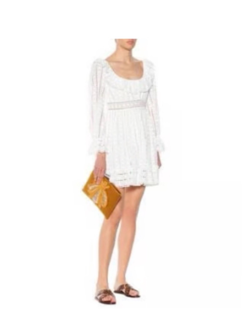 Zimmermann White Lace Long-Sleeve Mini Dress